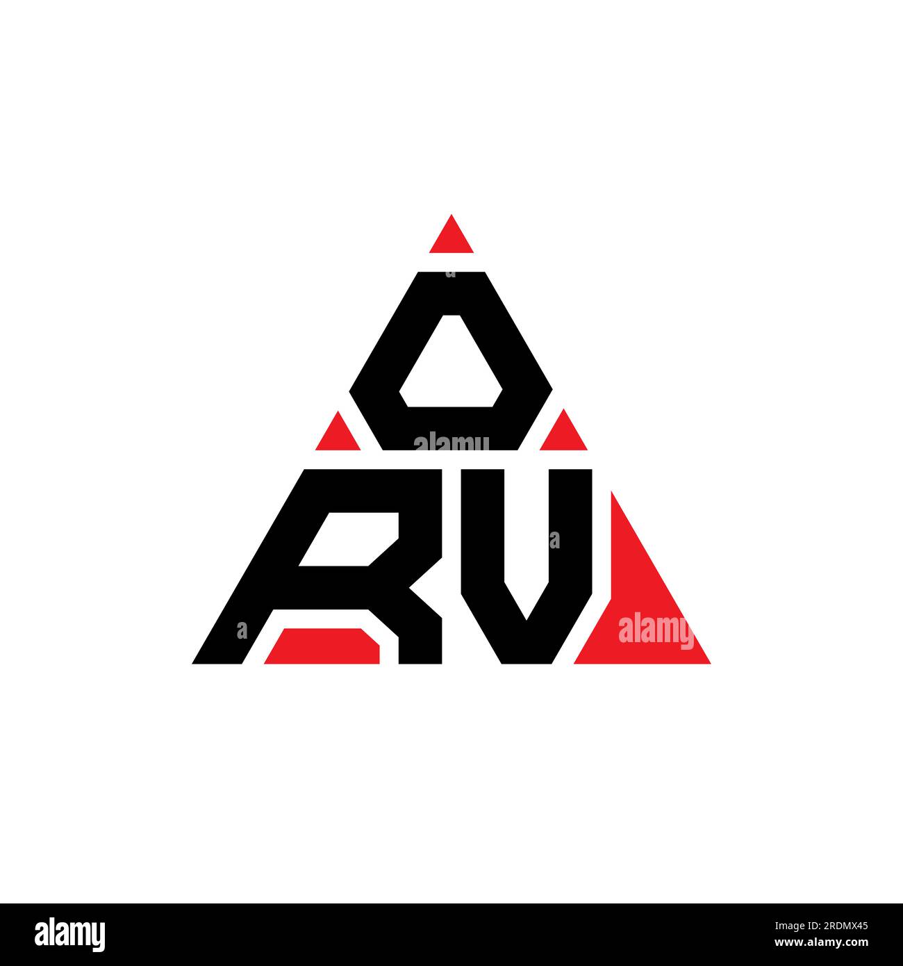 Logo ORV triangolare a lettere con forma triangolare. Monogramma di design con logo triangolare ORV. Modello di logo vettoriale triangolare ORV di colore rosso. ORV triangul Illustrazione Vettoriale