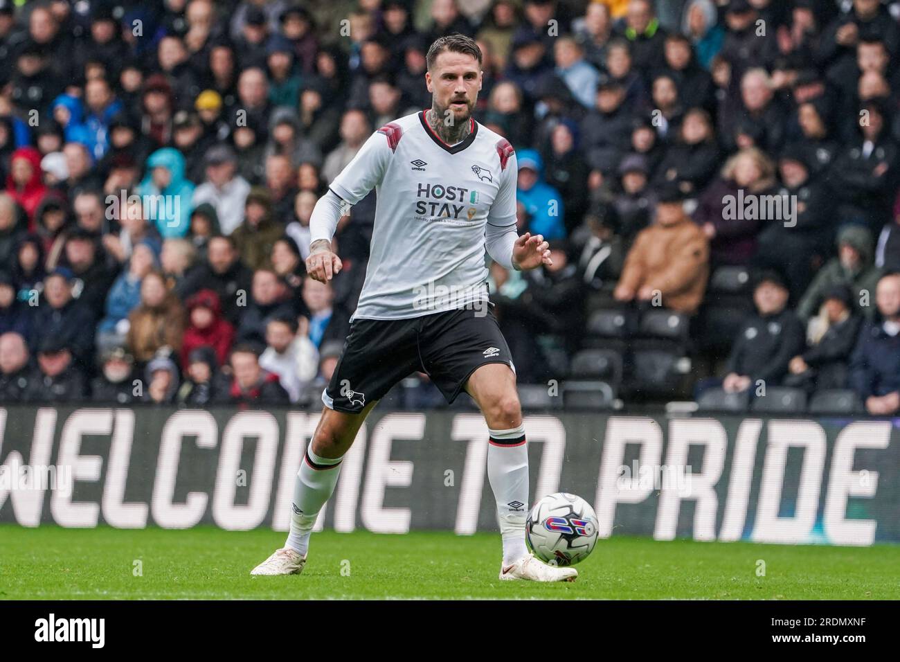 Derby, Regno Unito. 22 luglio 2023. Derby County Sonny Bradley durante il Derby County FC vs Stoke City FC Craig Forsyth Testimonial match al Pride Park Stadium, Derby, Regno Unito il 22 luglio 2023 Credit: Every Second Media/Alamy Live News Foto Stock