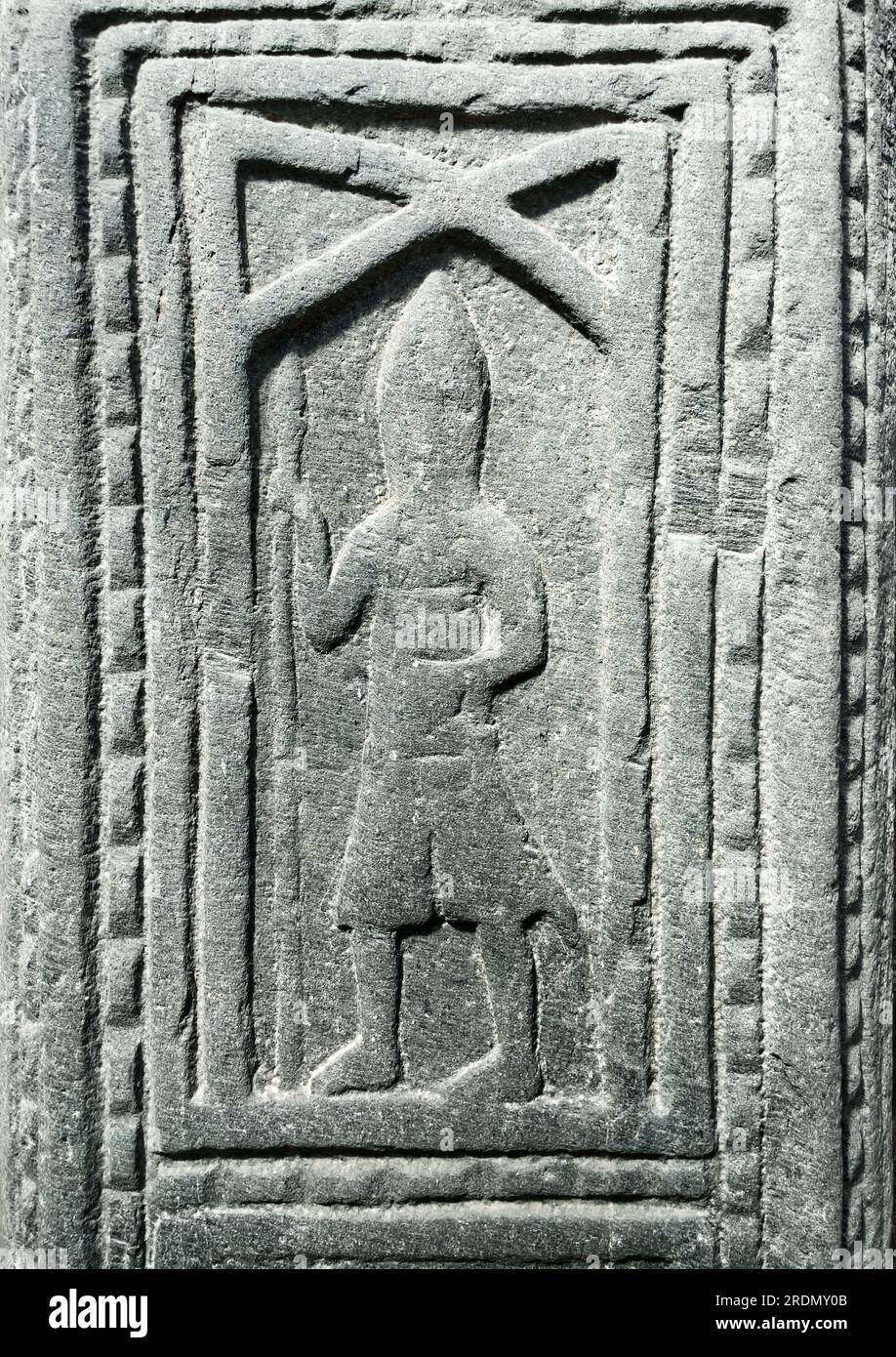 Le pietre di Kilmartin - lastre tombali di antichi tani e cavalieri scozzesi. Parte di Kilmartin Glen, Argyll, Scozia Foto Stock