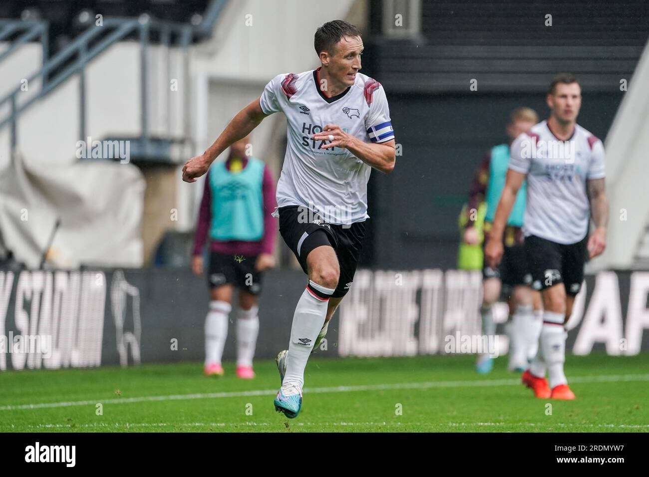 Derby, Regno Unito. 22 luglio 2023. Craig Forsyth, difensore della contea di Derby, durante il Derby County FC vs Stoke City FC Craig Forsyth Testimonial match al Pride Park Stadium, Derby, Regno Unito il 22 luglio 2023 Credit: Every Second Media/Alamy Live News Foto Stock