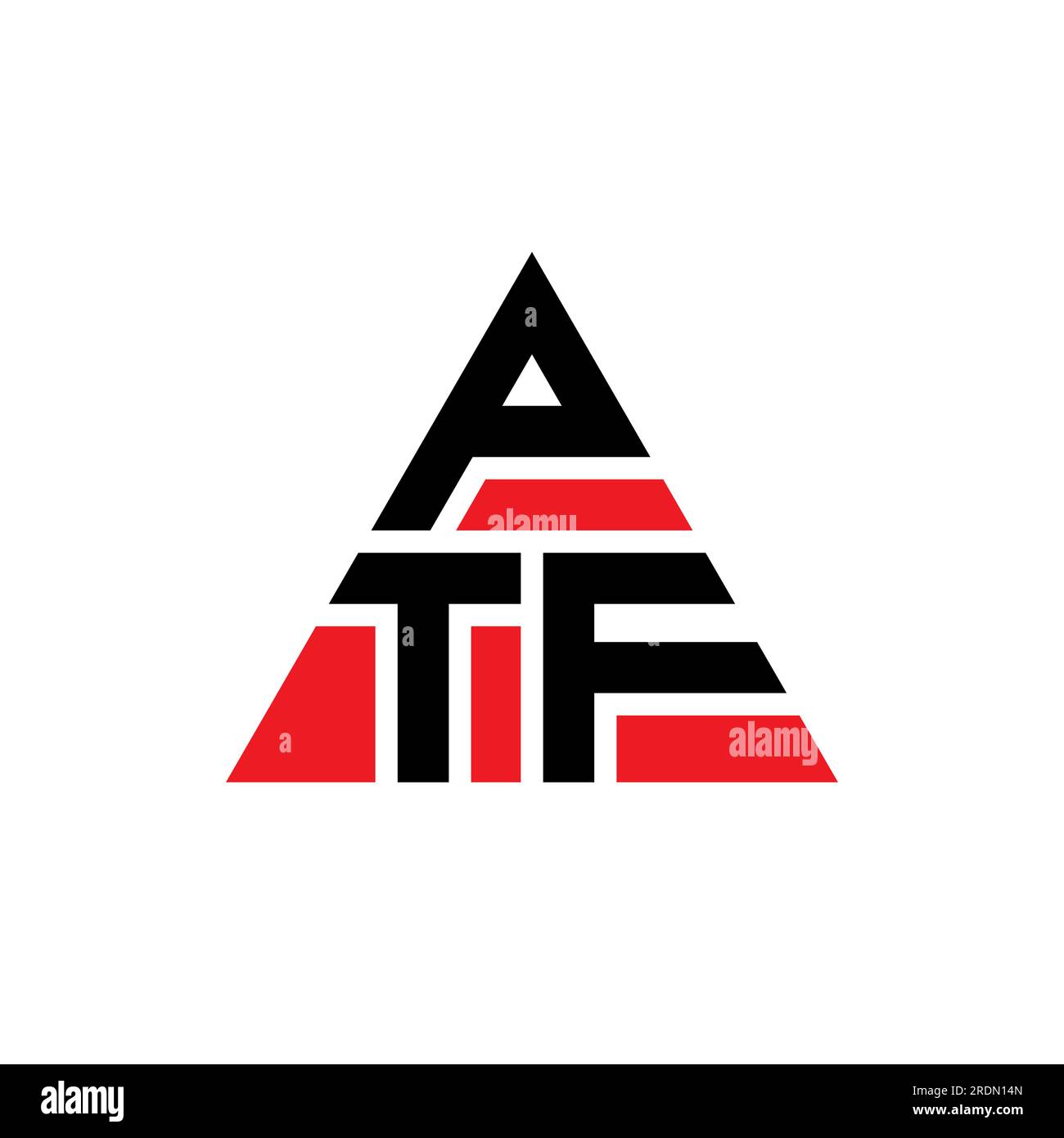 Logo PTF a lettera triangolare con forma triangolare. Monogramma di design con logo triangolare PTF. Modello di logo vettoriale a triangolo PTF di colore rosso. PTF triangul Illustrazione Vettoriale