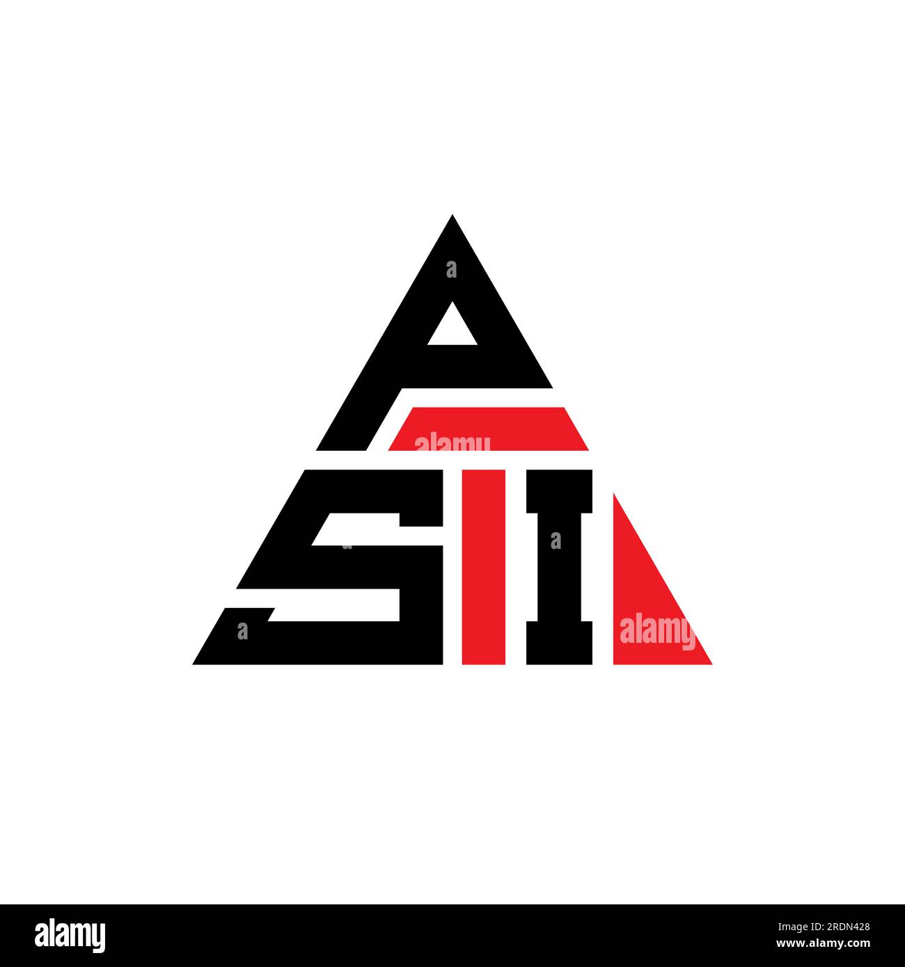 Design con logo a lettera triangolare PSI con forma triangolare. Monogramma di design con logo triangolare PSI. Modello di logo vettoriale triangolare PSI DI colore rosso. PSI triangul Illustrazione Vettoriale