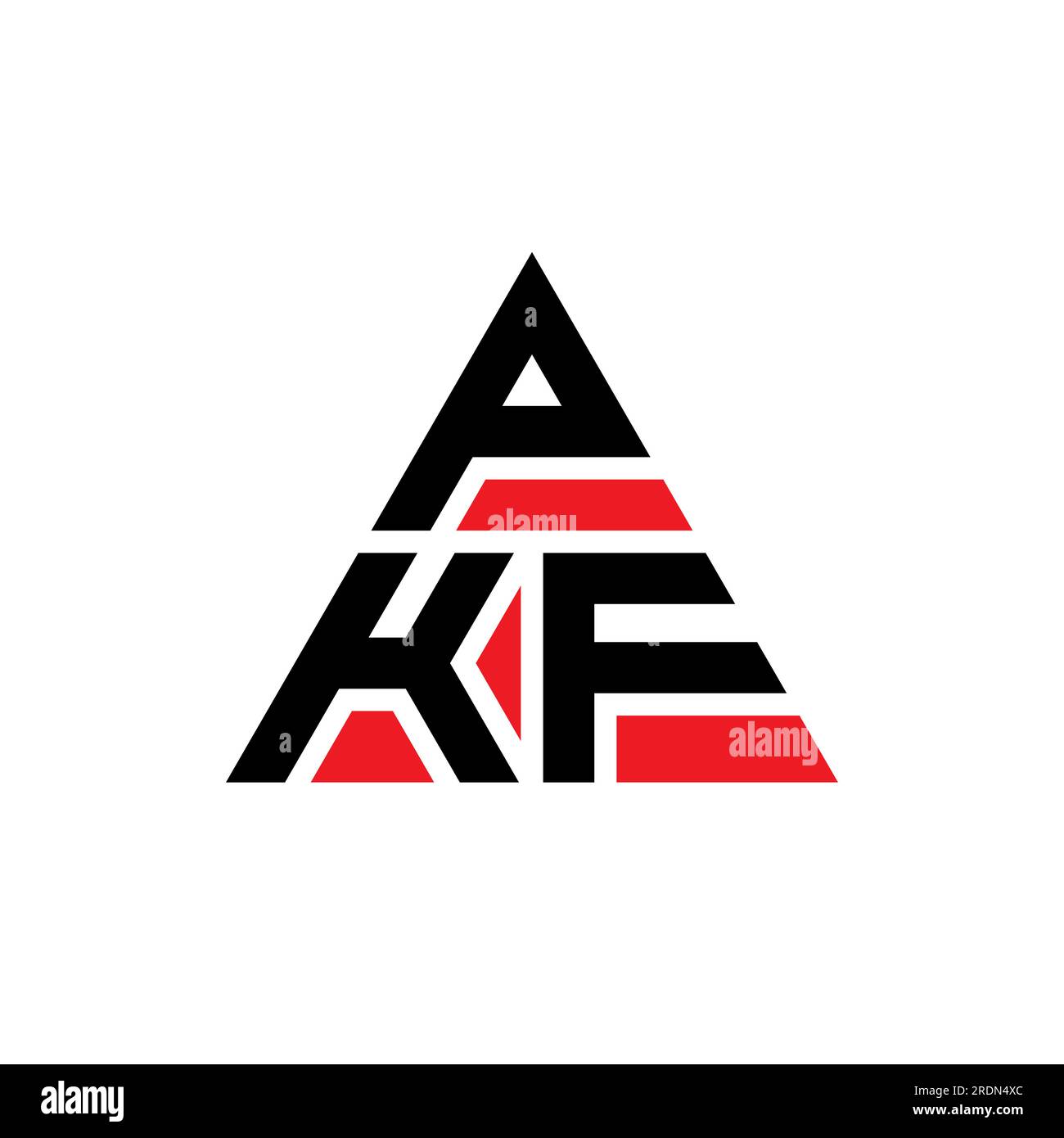 Logo PKF a lettere triangolari con forma triangolare. Monogramma con logo triangolare PKF. Modello con logo vettoriale a triangolo PKF di colore rosso. PKF triangul Illustrazione Vettoriale
