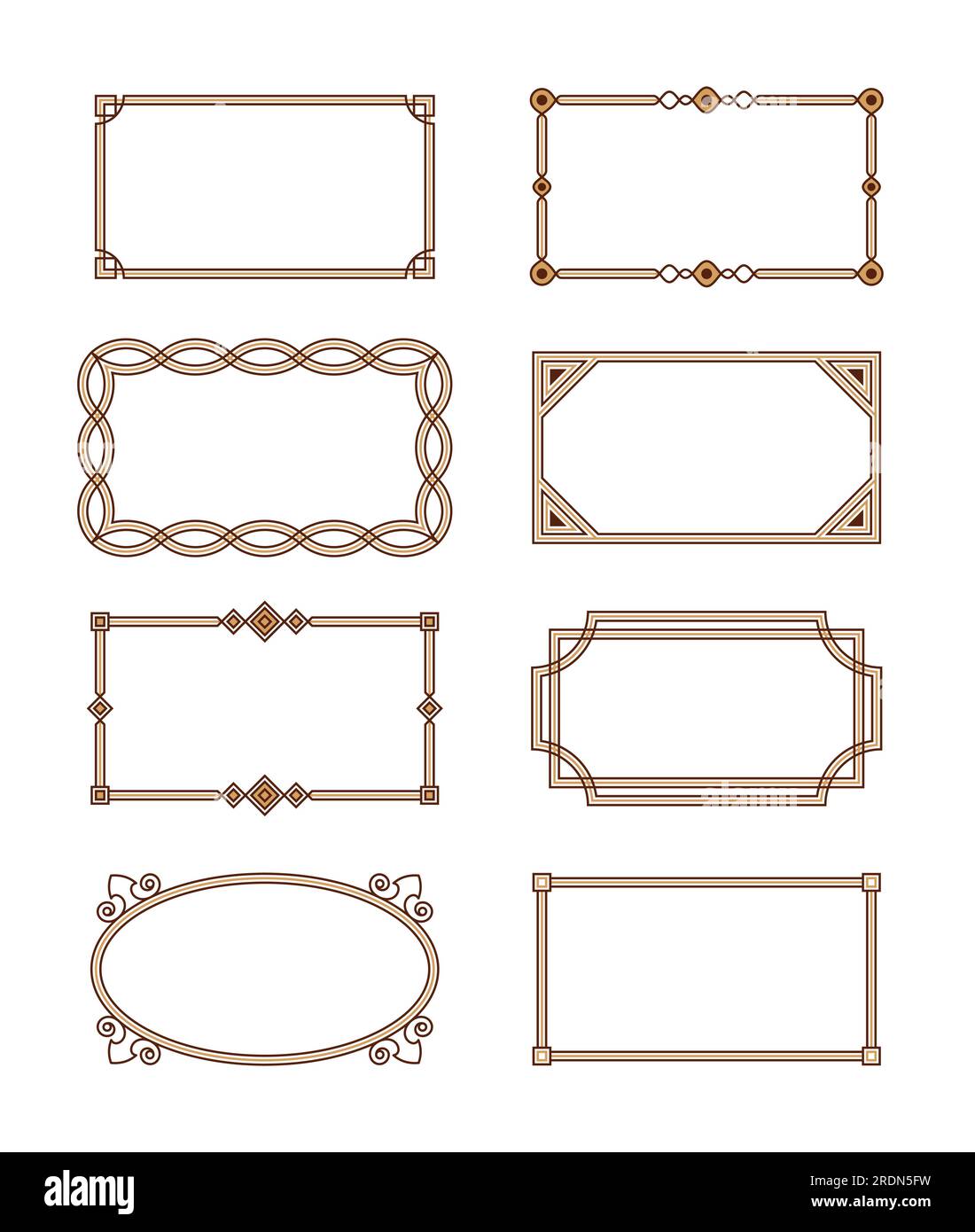 Bordi in stile classico. Set di bordi vettoriali in stile classico. Combinazione di strisce ed elementi decorativi. Illustrazione Vettoriale