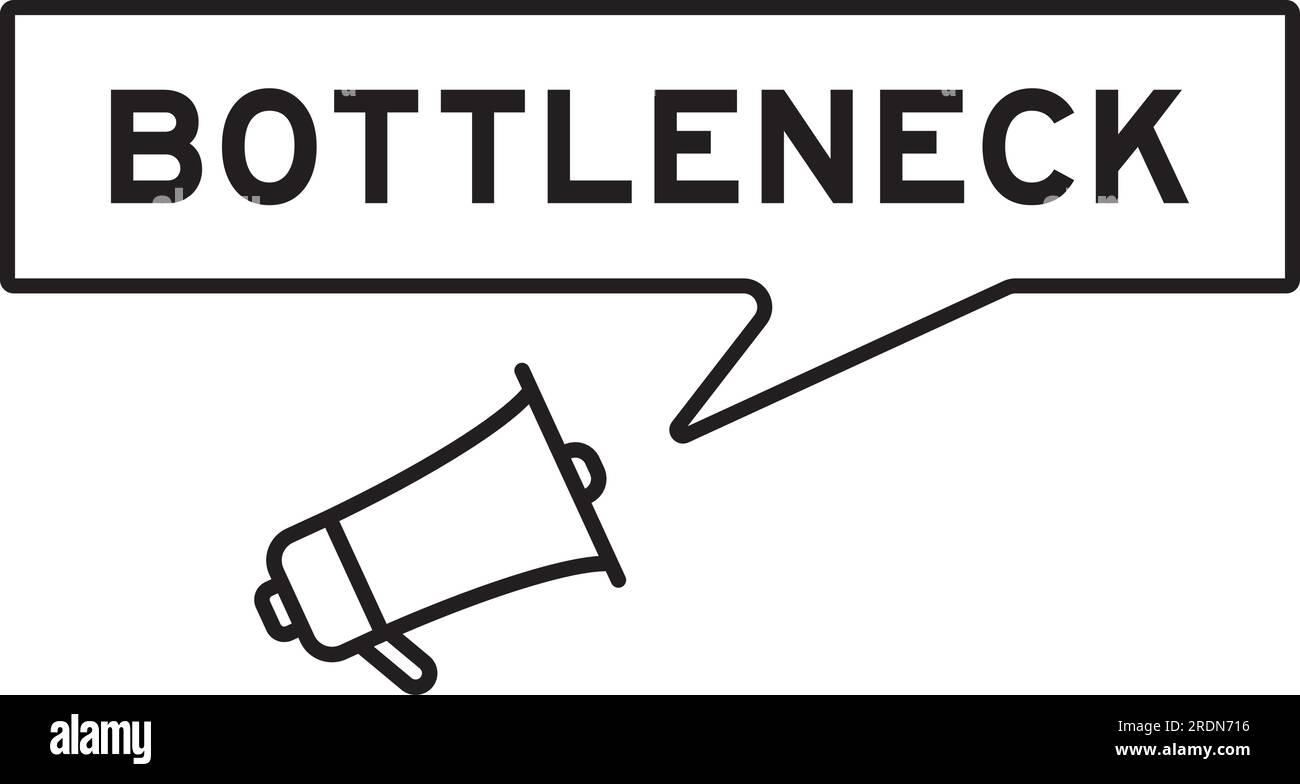 Icona megafono con bolla vocale in Word collo di bottiglia su sfondo bianco Illustrazione Vettoriale