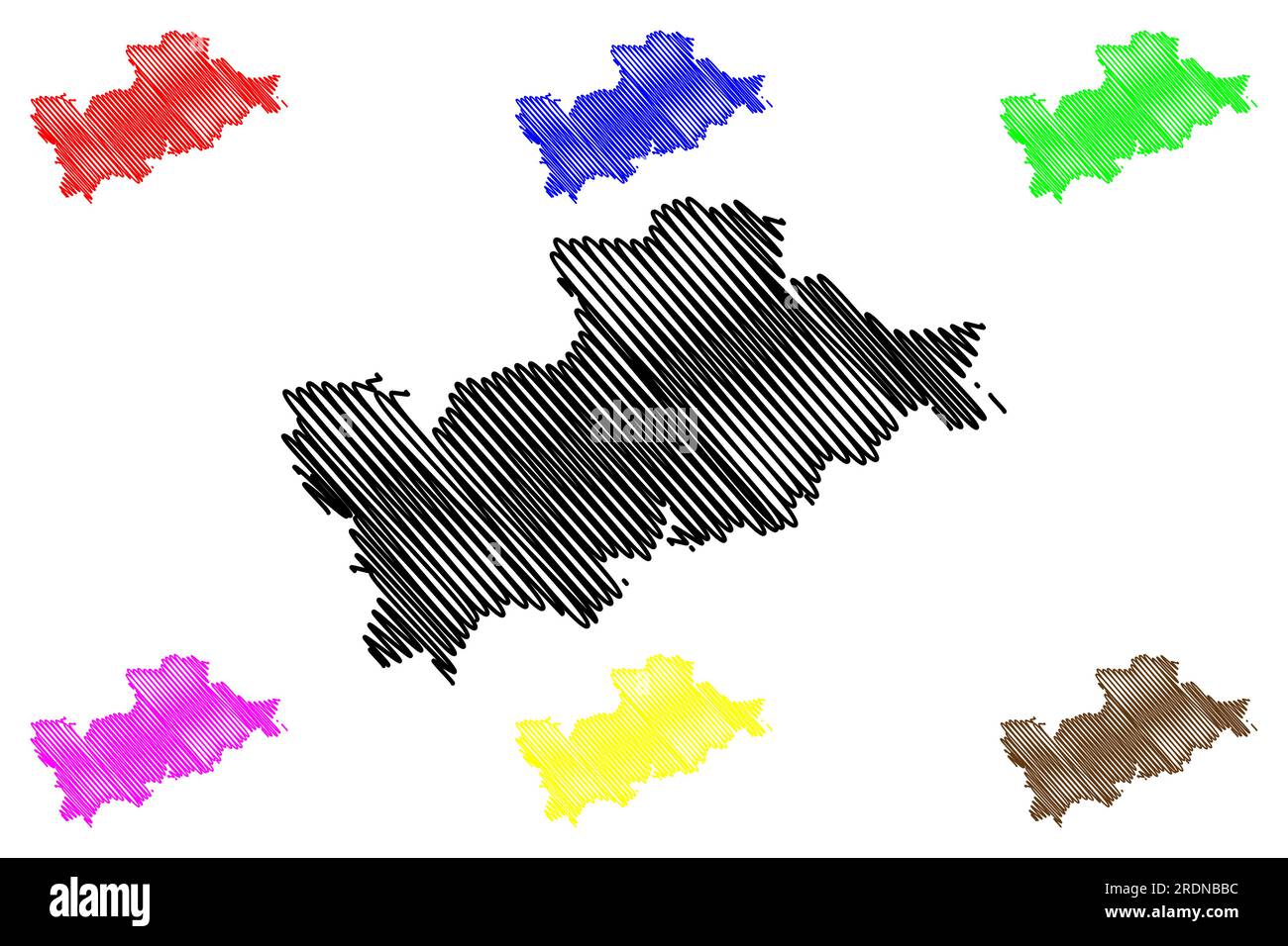 Vettore cartografico del distretto non metropolitano di Mid Devon (Regno Unito di Gran Bretagna e Irlanda del Nord, contea cerimoniale Devon o Devonshire, Inghilterra) Illustrazione Vettoriale