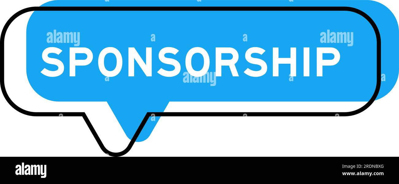 Banner vocale e tonalità blu con sponsorizzazione di parole su sfondo bianco Illustrazione Vettoriale