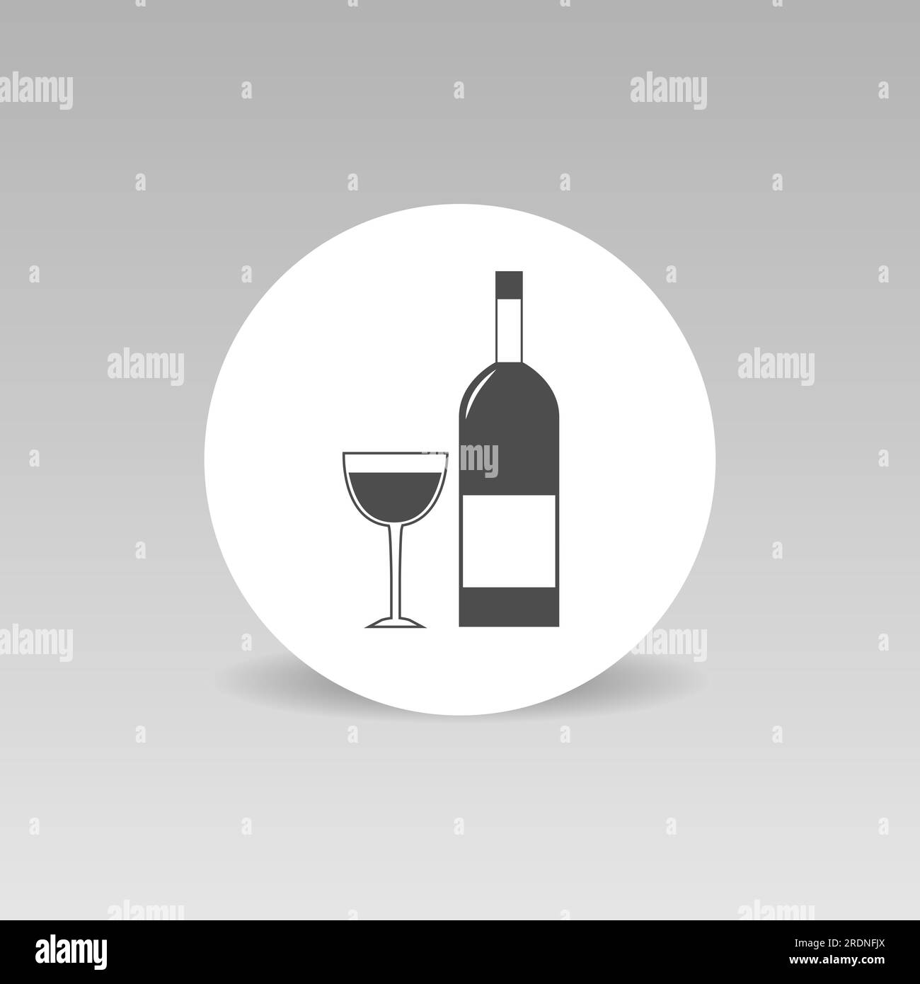 Bottiglia di vino e l'icona di vetro. Illustrazione Vettoriale Illustrazione Vettoriale