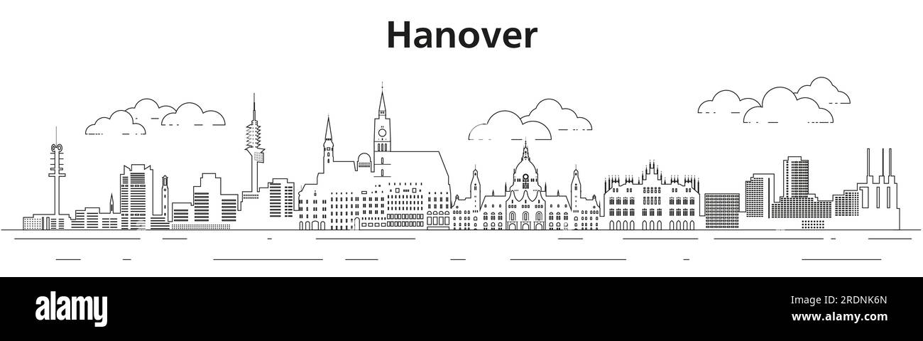 Illustrazione vettoriale della linea dello skyline di Hannover Illustrazione Vettoriale