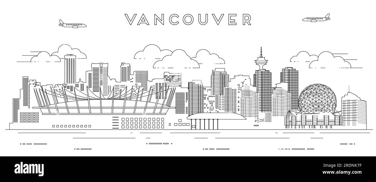 Illustrazione vettoriale della linea dello skyline di Vancouver Illustrazione Vettoriale