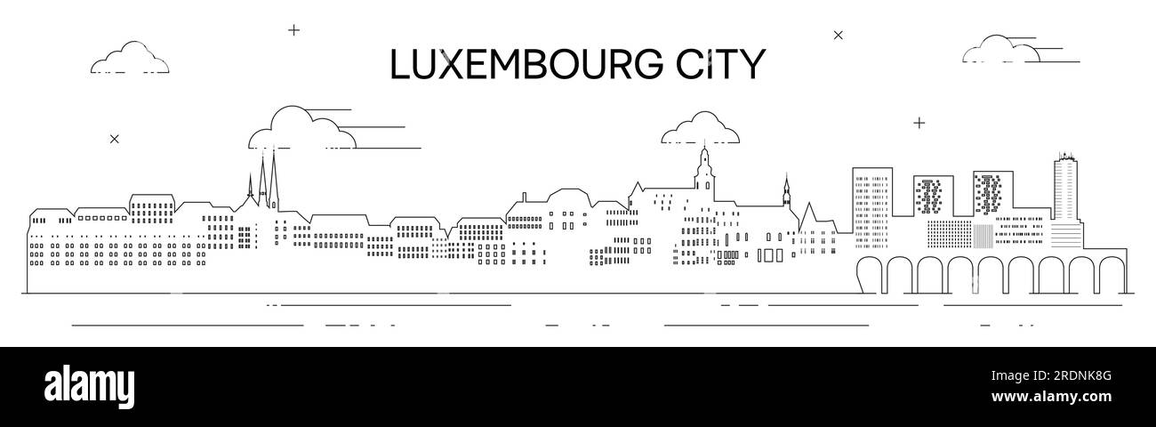 Illustrazione vettoriale della linea dello skyline di Lussemburgo Illustrazione Vettoriale