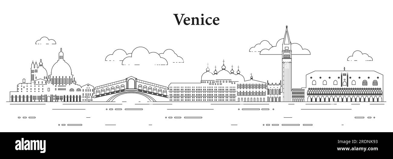 Illustrazione vettoriale della linea dello skyline di Venezia Illustrazione Vettoriale