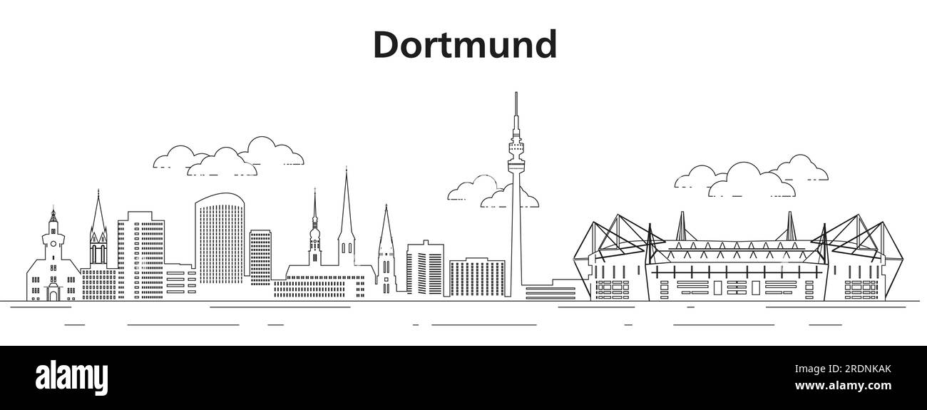 Illustrazione vettoriale della linea dello skyline di Dortmund Illustrazione Vettoriale