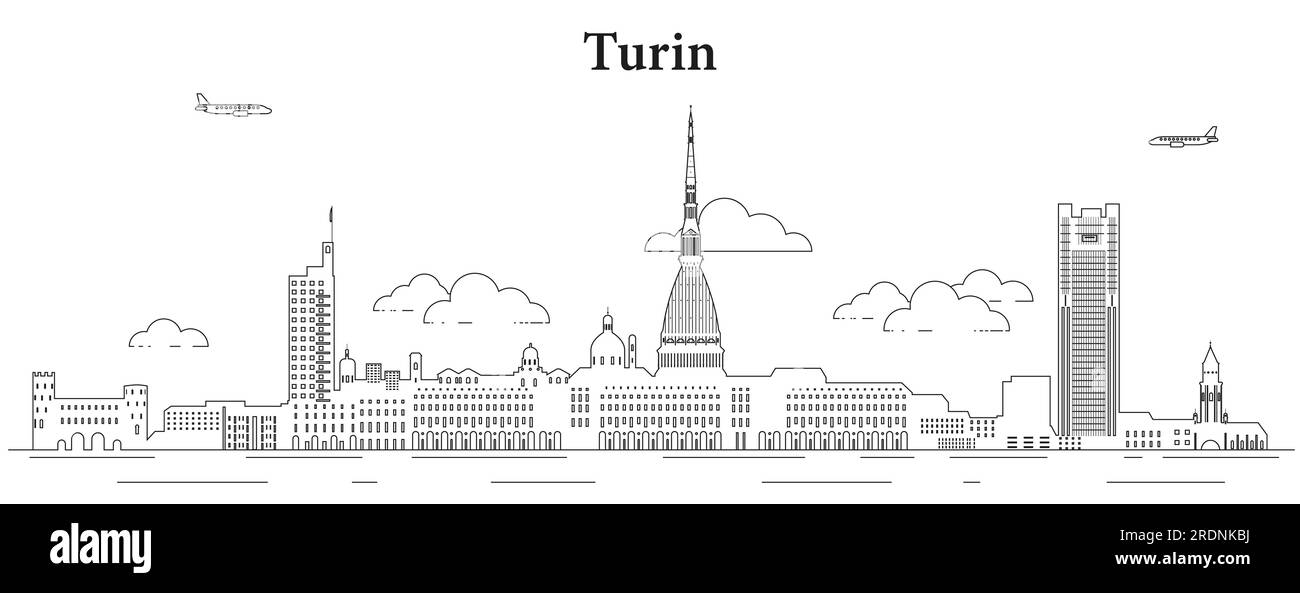 Illustrazione vettoriale della linea dello skyline di Torino Illustrazione Vettoriale