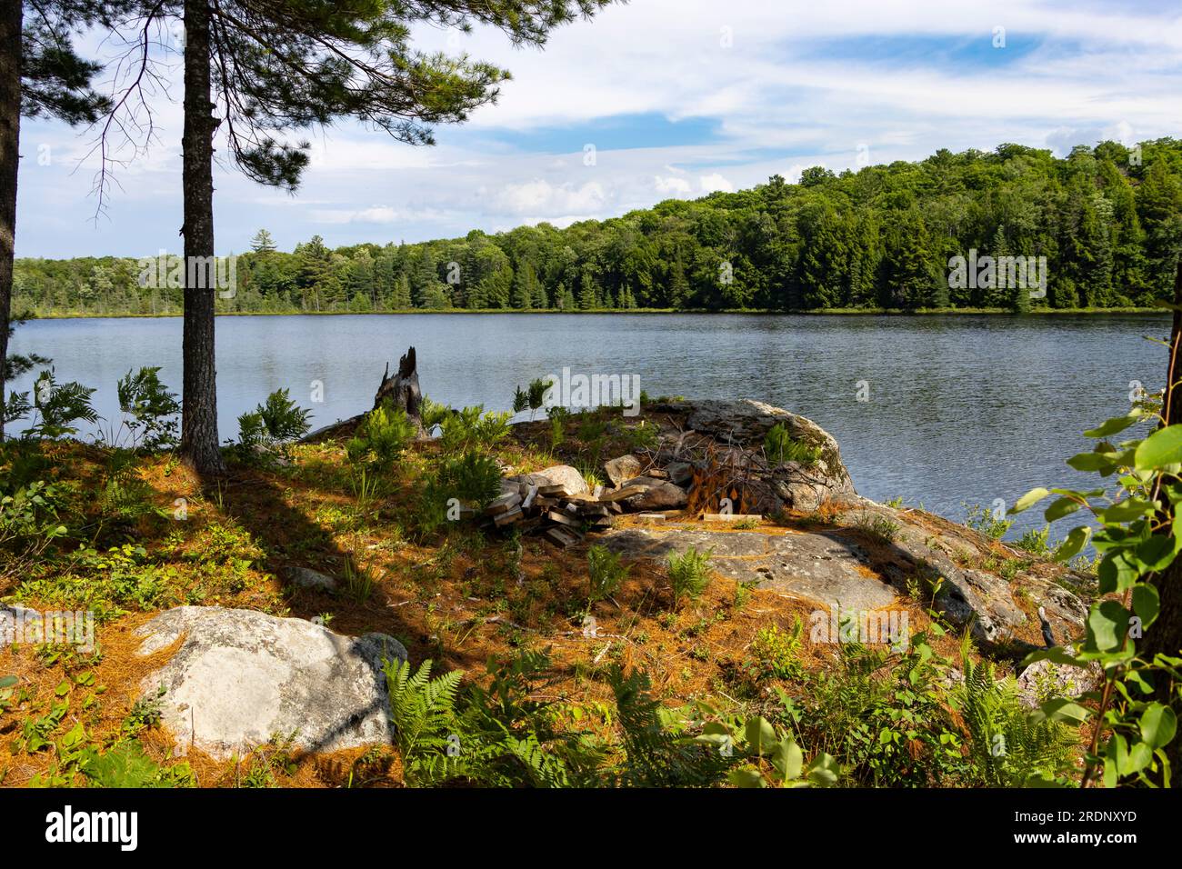 Lago tranquillo e tranquillo a Muskoka, Canada Foto Stock