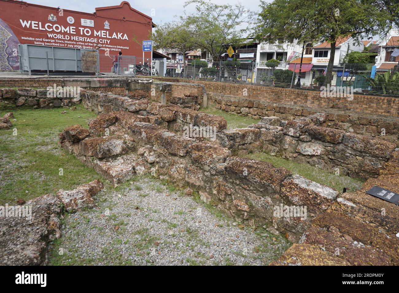 Rovine storiche del Bastione Vittoria a Malacca, Malesia Foto Stock