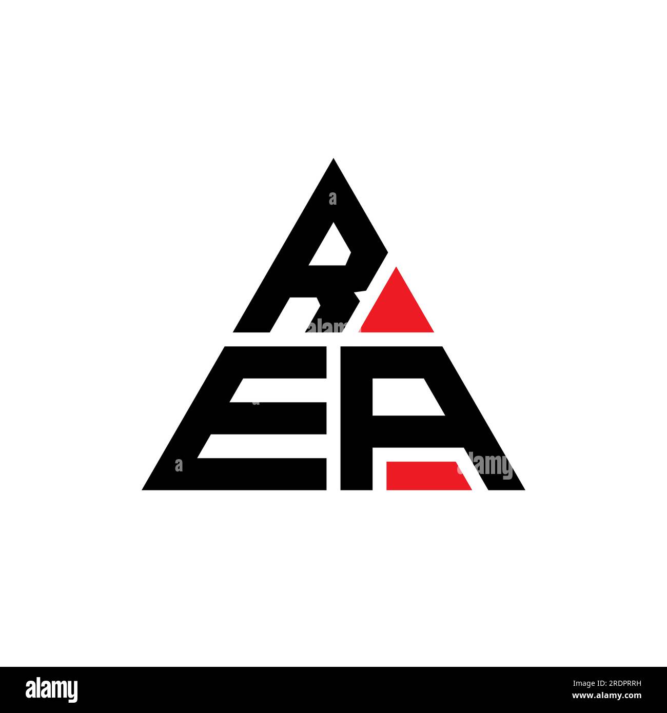 Logo triangolare REA a lettera con forma triangolare. Monogramma di design con logo triangolare REA. Modello di logo vettoriale triangolare REA di colore rosso. REA triangul Illustrazione Vettoriale