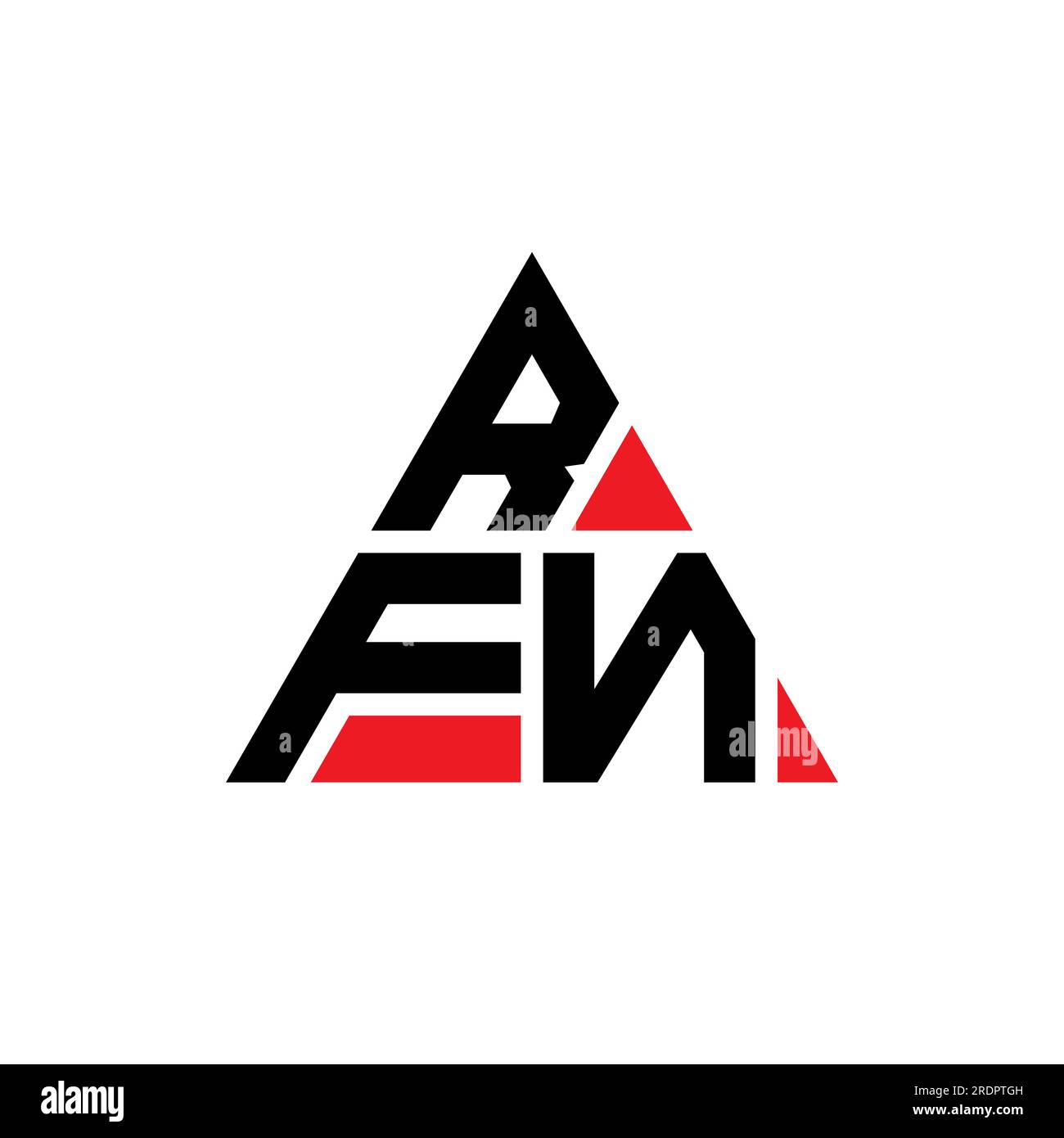 Logo a lettera triangolare RFN con forma triangolare. Monogramma di design del logo triangolare RFN. Modello logo vettoriale a triangolo RFN di colore rosso. RFN triangul Illustrazione Vettoriale