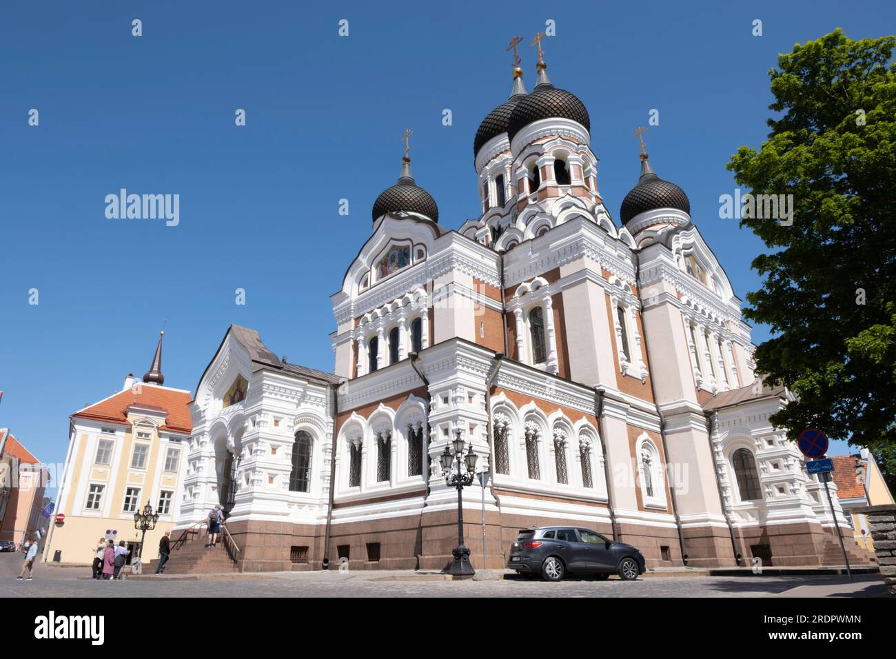 Cattedrale di Alexander Nevsky, una cattedrale ortodossa con cinque cupole a cipolla sulla collina di Toompea nel centro di Tallinn, Estonia Foto Stock