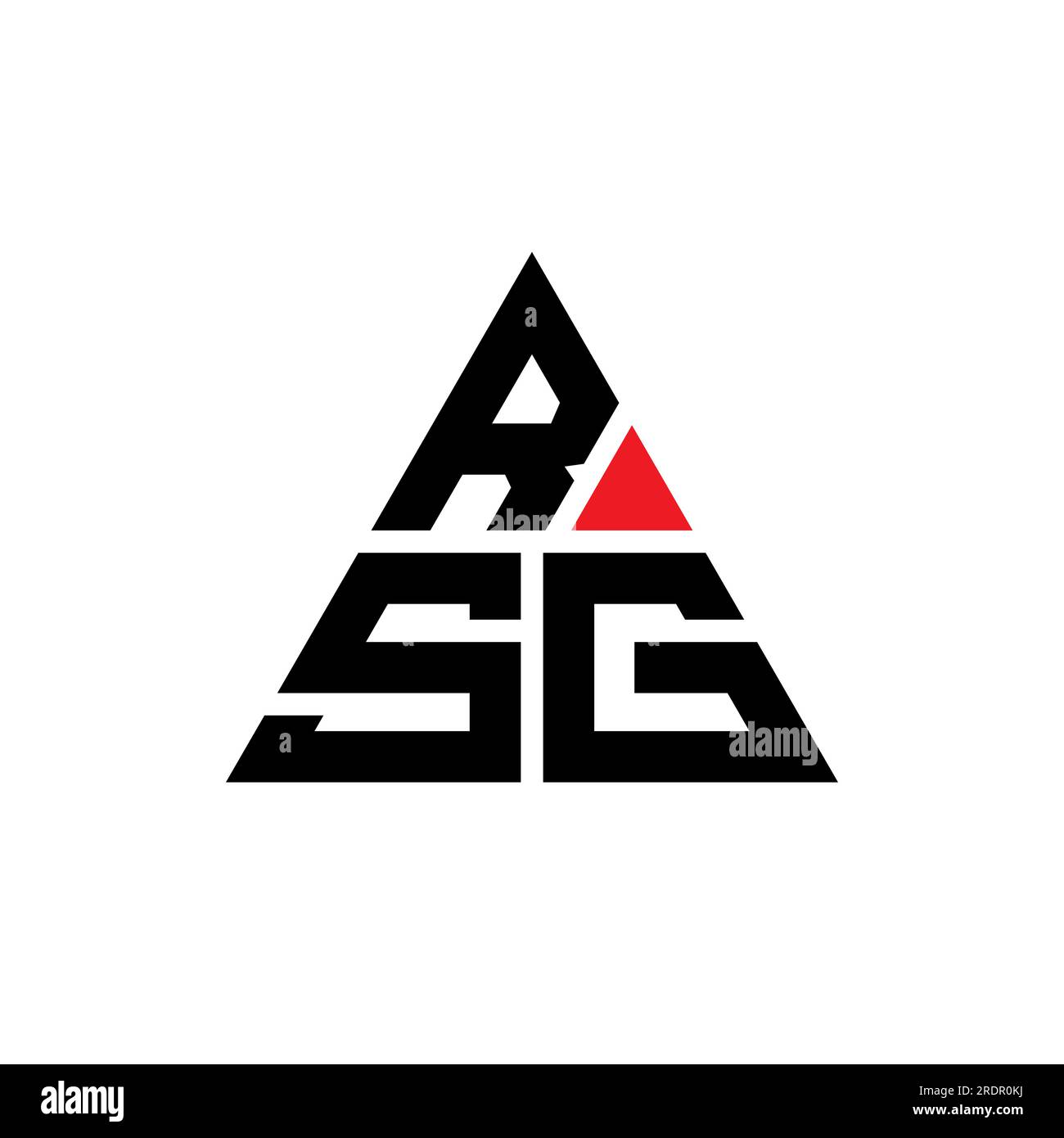 Design con logo a lettera triangolare RSG con forma triangolare. Monogramma di design con logo triangolare RSG. Modello di logo vettoriale triangolare RSG di colore rosso. RSG triangul Illustrazione Vettoriale