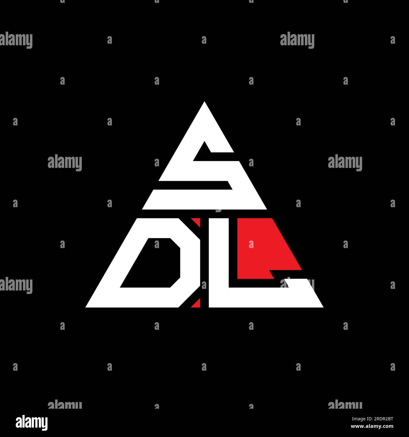 Logo SDL triangolare a lettera con forma triangolare. Monogramma di design con logo triangolare SDL. Modello logo vettoriale triangolare SDL di colore rosso. SDL triangul Illustrazione Vettoriale