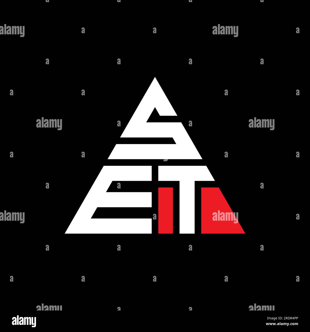 IMPOSTA IL logo a lettere triangolari con forma triangolare. IMPOSTA IL monogramma del logo triangolare. IMPOSTA IL modello del logo vettoriale triangolare con il colore rosso. IMPOSTA triangul Illustrazione Vettoriale