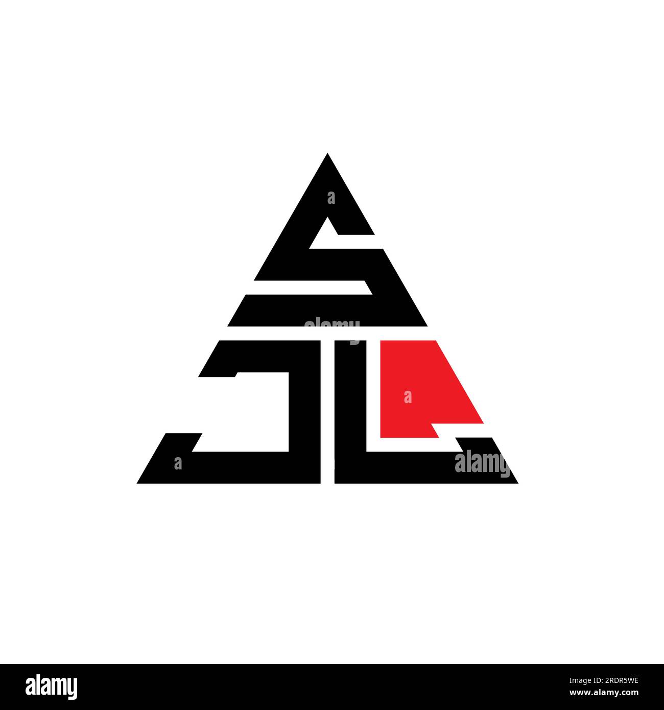 Logo SJL a lettera triangolare con forma triangolare. Monogramma di design con logo triangolare SJL. Modello di logo vettoriale triangolare SJL di colore rosso. SJL triangul Illustrazione Vettoriale