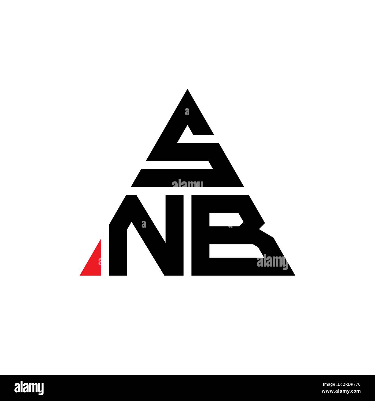 Logo a lettere triangolari SNB con forma triangolare. Monogramma di design con logo triangolare SNB. Modello di logo vettoriale triangolare SNB di colore rosso. BNS triangul Illustrazione Vettoriale