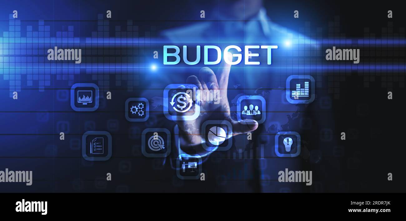 Pianificazione del bilancio Budgeting Gestione finanziaria contabilità business finanza concetto. Foto Stock