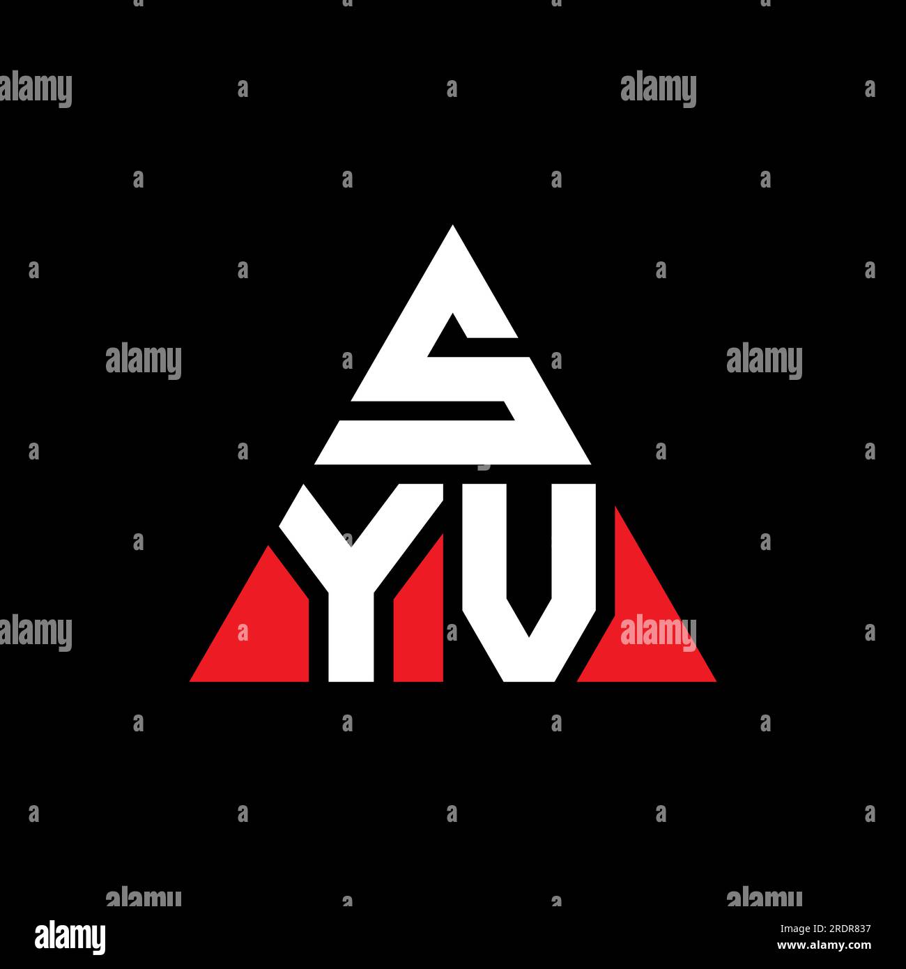 Logo SYV a lettere triangolari con forma triangolare. Monogramma di design con logo triangolare SYV. Modello di logo vettoriale triangolare SYV di colore rosso. SYV triangul Illustrazione Vettoriale