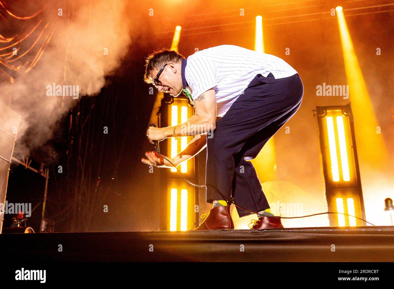 Lucca, Italia. 22 luglio 2023. Damon Albarn della band Blur Rock si esibisce dal vivo al Lucca Summer Festival di Lucca. Credito: SOPA Images Limited/Alamy Live News Foto Stock