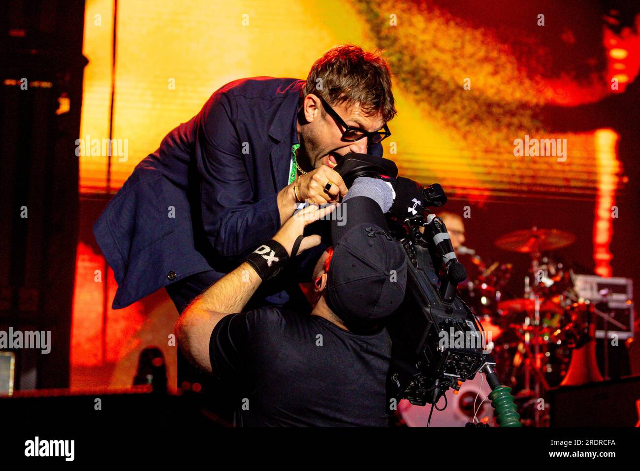 Lucca, Italia. 22 luglio 2023. Damon Albarn della band Blur Rock si esibisce dal vivo al Lucca Summer Festival di Lucca. Credito: SOPA Images Limited/Alamy Live News Foto Stock