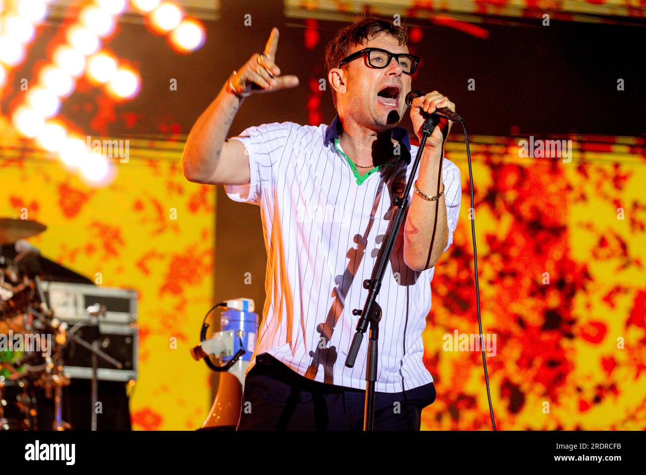 Lucca, Italia. 22 luglio 2023. Damon Albarn della band Blur Rock si esibisce dal vivo al Lucca Summer Festival di Lucca. (Foto di Mairo Cinquetti/SOPA Images/Sipa USA) credito: SIPA USA/Alamy Live News Foto Stock