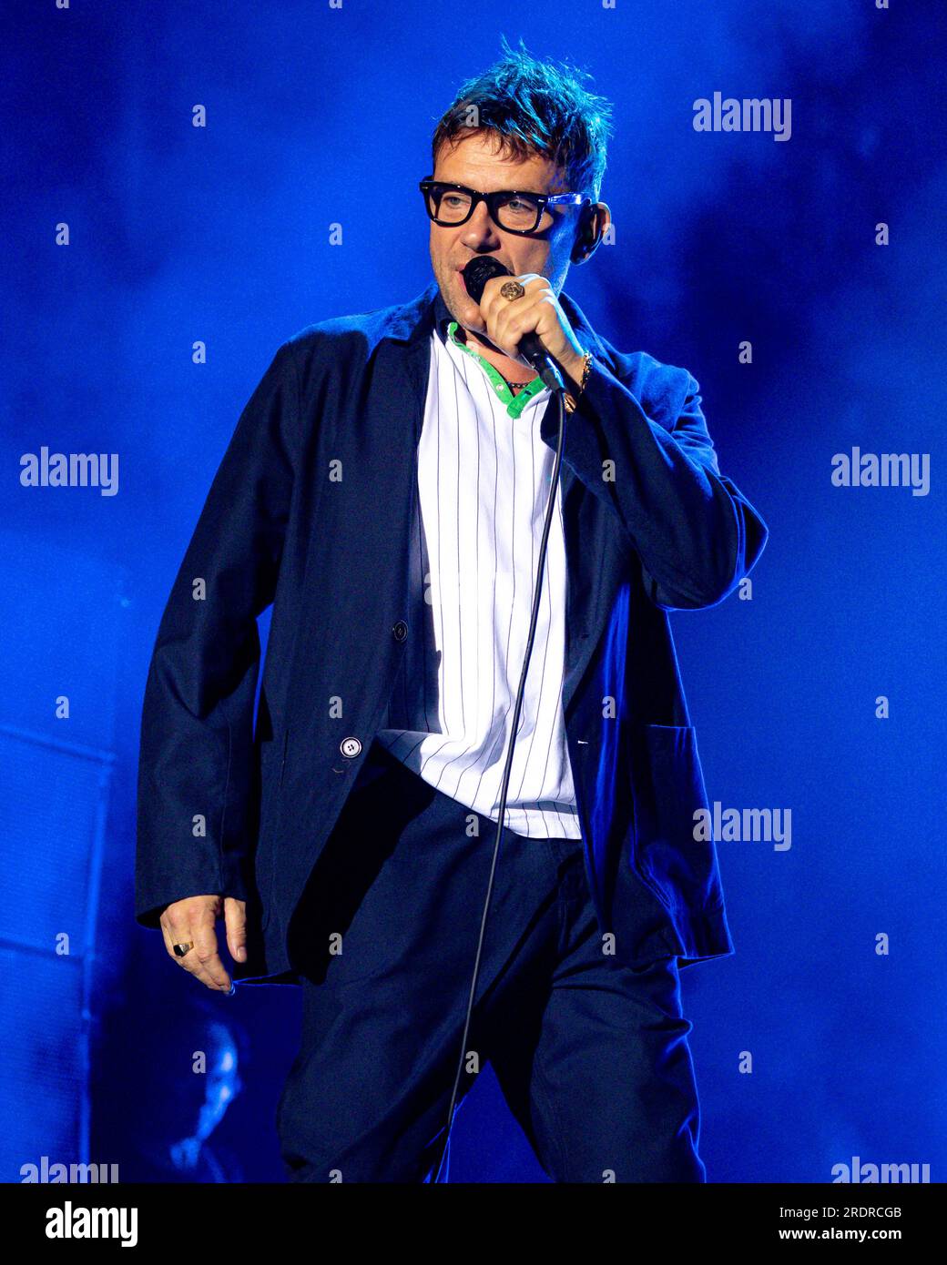 Lucca, Italia. 22 luglio 2023. Damon Albarn della band Blur Rock si esibisce dal vivo al Lucca Summer Festival di Lucca. (Foto di Mairo Cinquetti/SOPA Images/Sipa USA) credito: SIPA USA/Alamy Live News Foto Stock