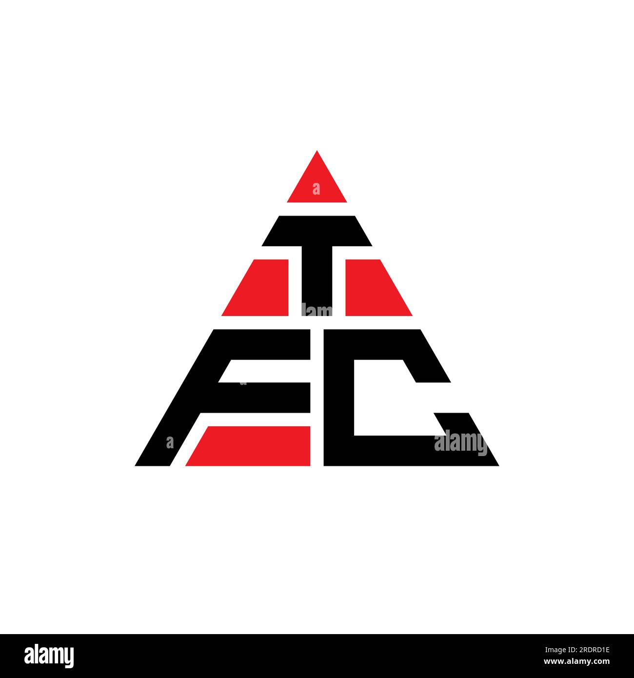 Logo TFC a lettere triangolari con forma a triangolo. Monogramma di design con logo triangolare TFC. Modello con logo vettoriale triangolare TFC di colore rosso. TFC triangul Illustrazione Vettoriale