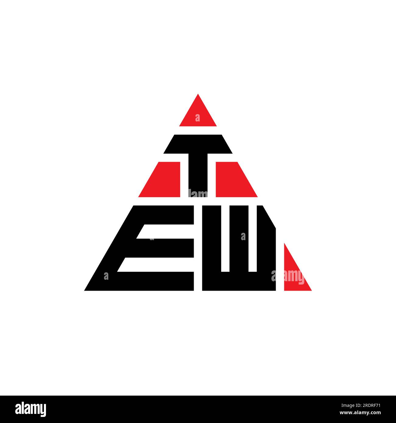 Logo TEW triangolare a lettera con forma triangolare. Monogramma di design con logo triangolare TEW. Modello logo vettoriale a triangolo TEW di colore rosso. TEW triangul Illustrazione Vettoriale