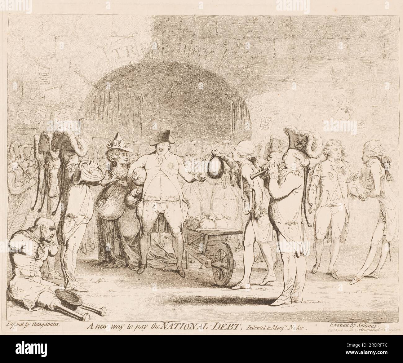 James Gillray, A New Way to Pay the National-Debt, 1786, incisione e incisione su carta stesa, lastra: 42,8 x 52,2 cm (16 7/8 x 20 9/16 pollici) Foglio: 46,6 x 55,5 cm (18 3/8 x 21 7/8 pollici), Ailsa Mellon Bruce Fund, 2013.170.2' Foto Stock
