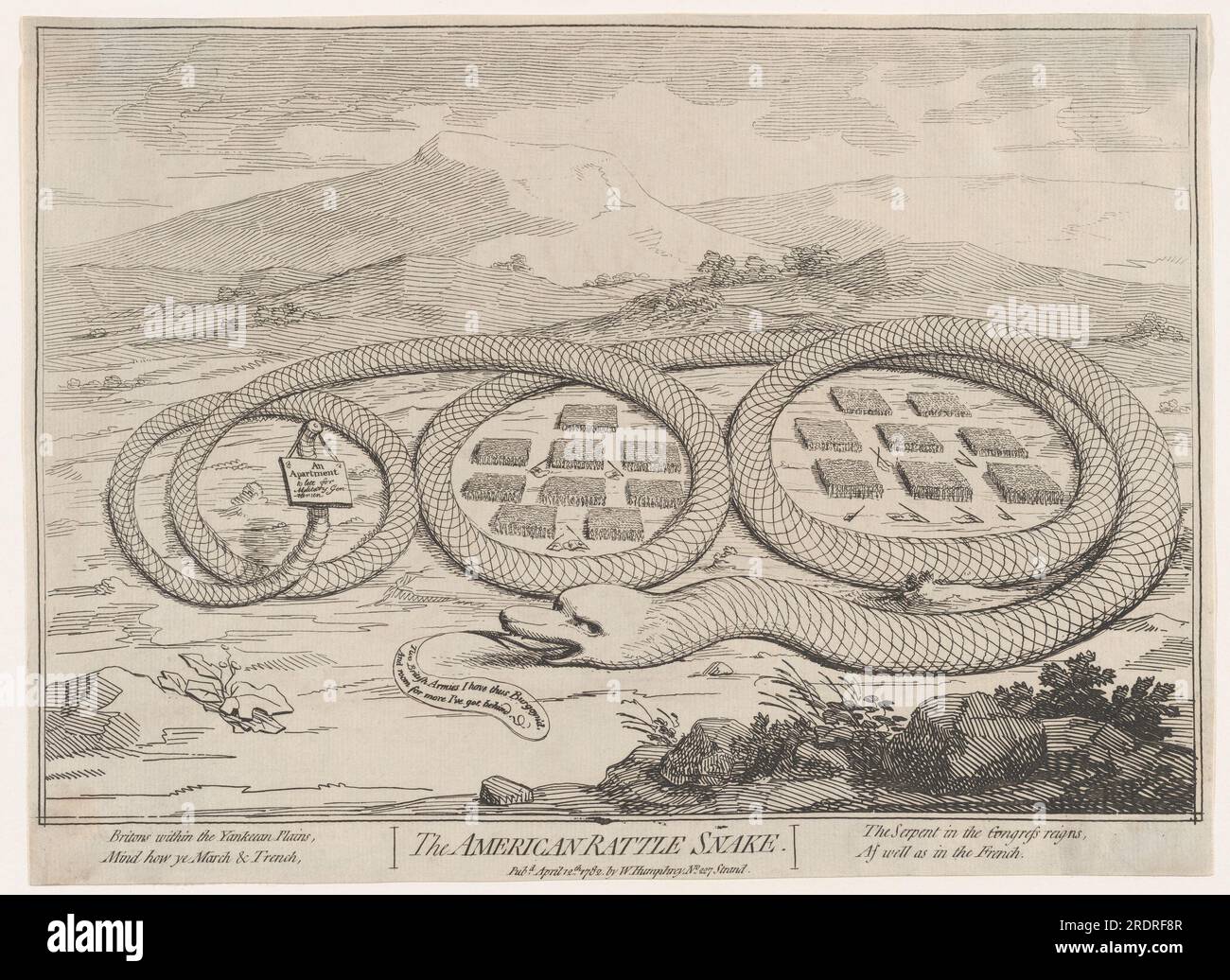 The American Rattle Snake 12 aprile 1782 di James Gillray Foto Stock