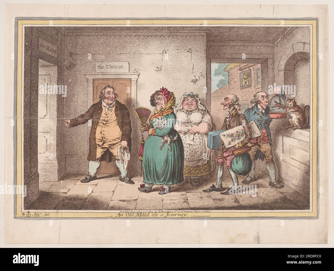 An Old Maid on a Journey 20 novembre 1804 di James Gillray Foto Stock