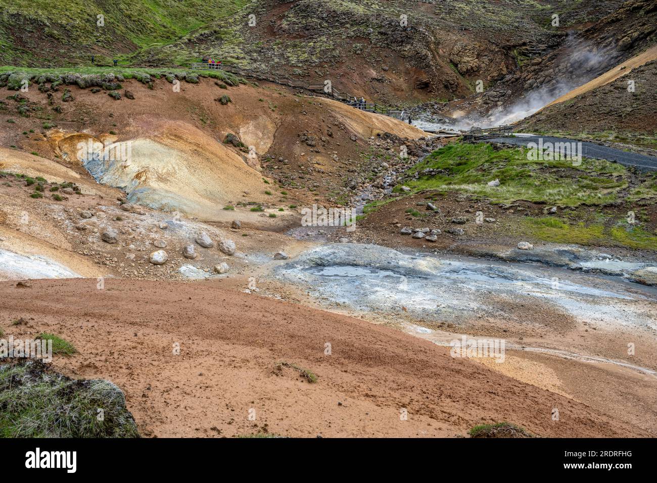 Krysuvik Hot Springs, Fúlipollur, Seltun Geothermal area, Reykjanes Peninsular, Islanda Foto Stock