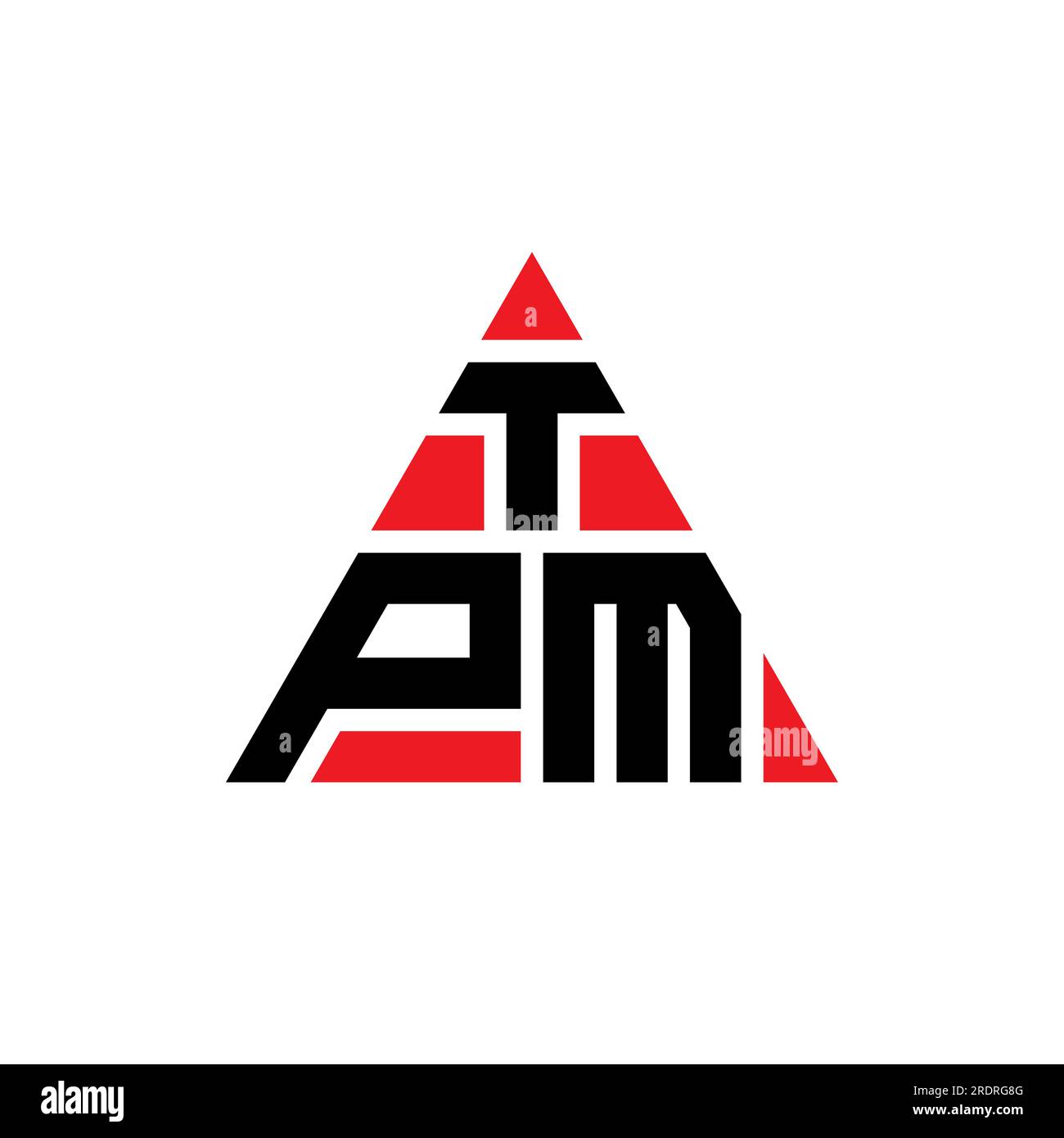 Logo TPM a lettera triangolare con forma triangolare. Monogramma di design con logo triangolare TPM. Modello di logo vettoriale a triangolo TPM di colore rosso. TPM triangul Illustrazione Vettoriale