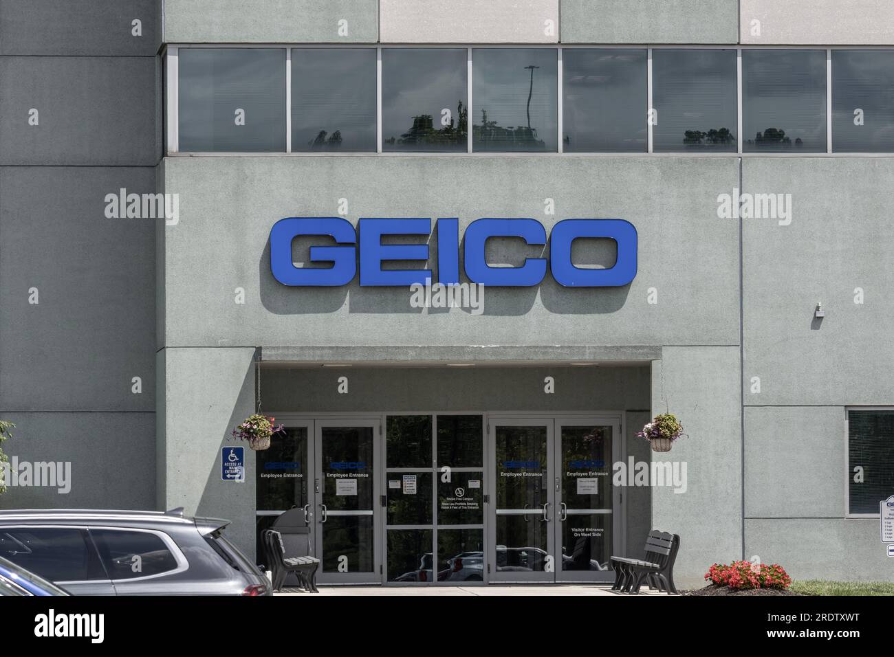 Indianapolis - 21 luglio 2023: Sede DELLA GEICO Corporate. GEICO è una consociata della Berkshire Hathaway ed è la seconda più grande compagnia assicurativa automobilistica. Foto Stock