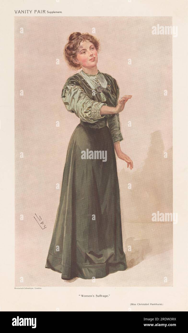 Vanity Fair: Ladies; "Women's Suffrage", Miss Christabel Pankhurst 1910 di Leslie Ward Foto Stock