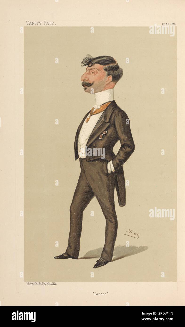 Politici - Vanity Fair - "Grecia”. M. John Gennadius (H.E. Il ministro greco). 11 febbraio 1888 1888 di Leslie Ward Foto Stock