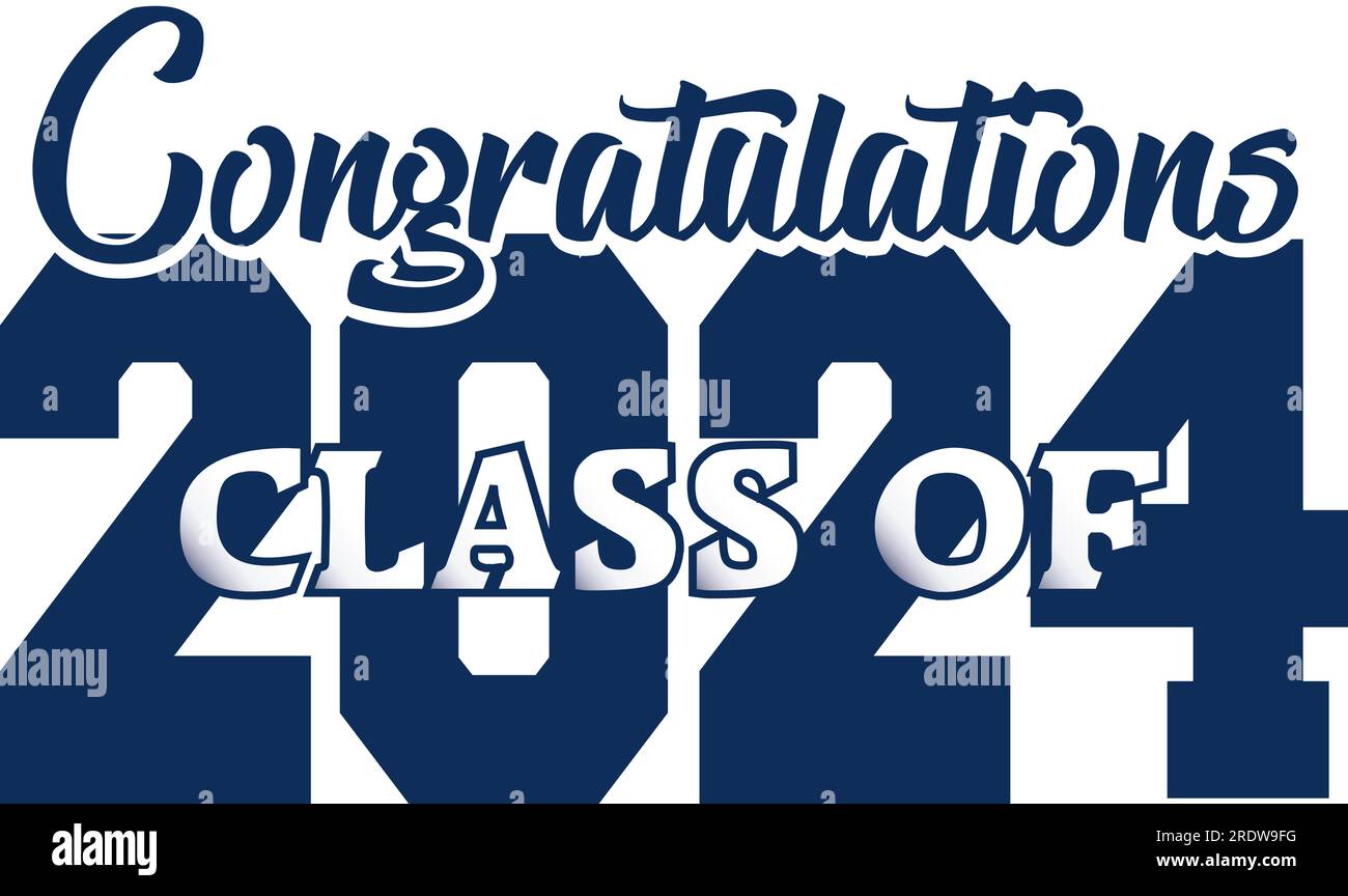 Congratulazioni Classe di 2024 Blue Graphic Illustrazione Vettoriale