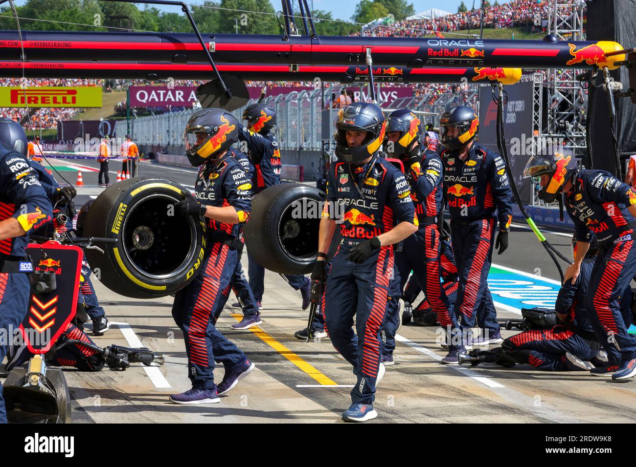 Budapest, Ungheria. 23 luglio 2023. Oracle Red Bull Racing team, Gran Premio di F1 d'Ungheria a Hungaroring il 23 luglio 2023 a Budapest, Ungheria. (Foto di HIGH TWO) credito: dpa/Alamy Live News Foto Stock