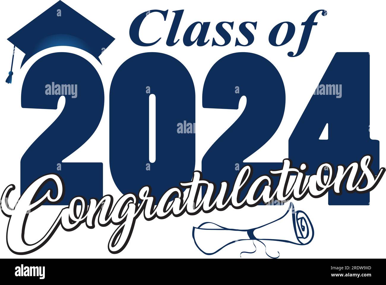 Congratulazioni Classe 2024 blu e nero Illustrazione Vettoriale