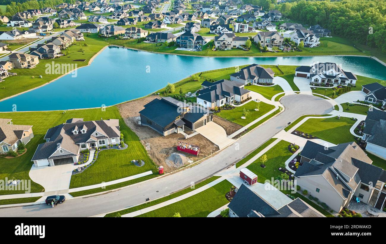 Costruzione di case costose, ricco quartiere aereo dell'Indiana Foto Stock