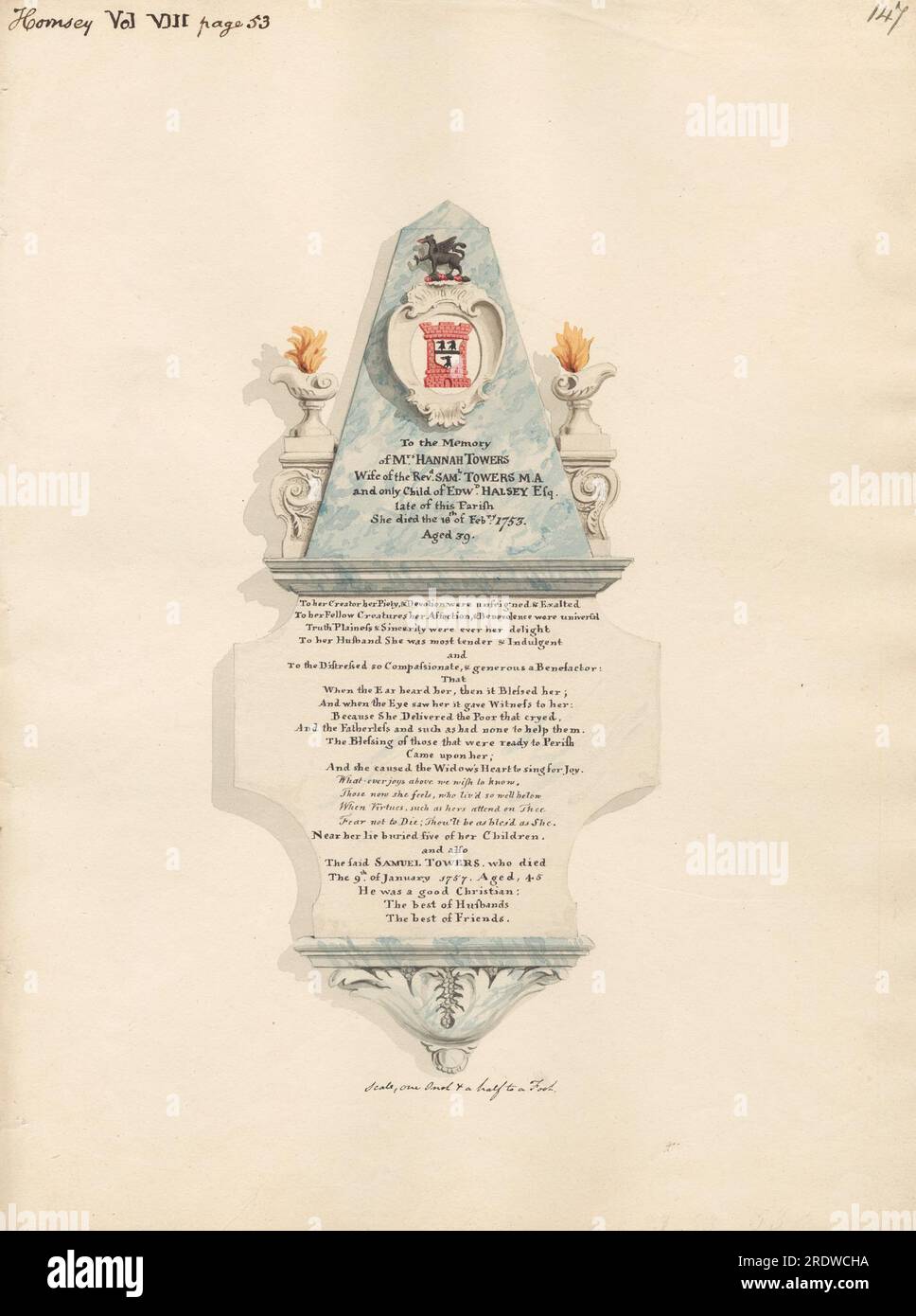 Memoriale di Hannah Towers, Samuel Towers e cinque dei loro figli tra il 1796 e il 1811 da Daniel Lysons Foto Stock Memoriale di Hannah Towers, Samuel Towers e cinque dei loro figli tra il 1796 e il 1811 da Daniel Lysons Foto Stock