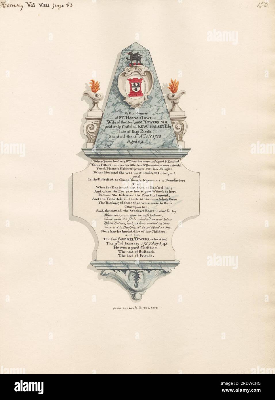 Memoriale a Samuel e Hannah Towers e a cinque dei loro figli tra il 1796 e il 1811 di Daniel Lysons Foto Stock Memoriale a Samuel e Hannah Towers e a cinque dei loro figli tra il 1796 e il 1811 di Daniel Lysons Foto Stock